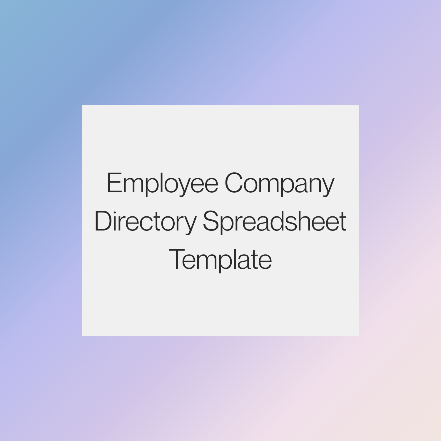 Employee Company Directory Spreadsheet Template