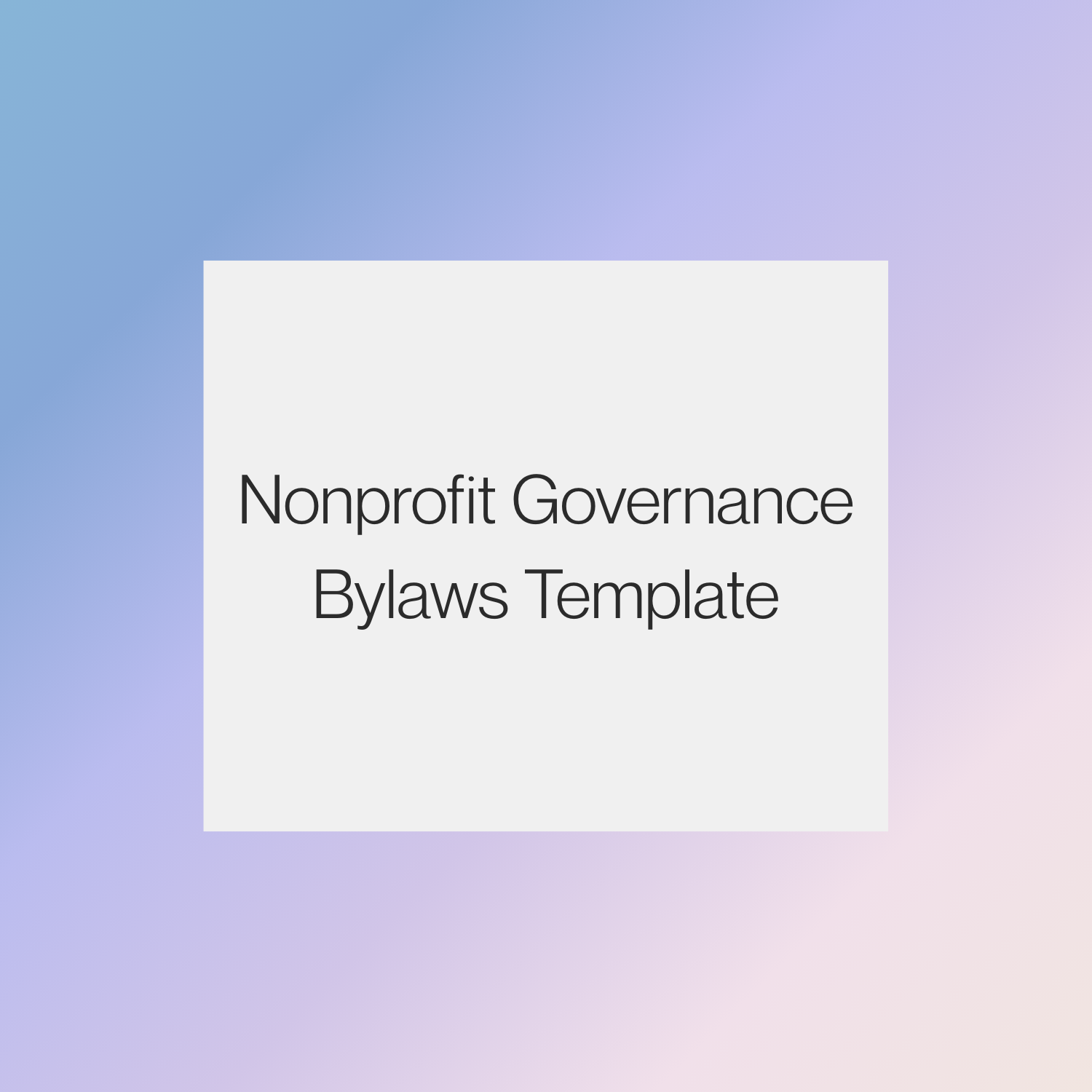 Nonprofit Governance Bylaws Template
